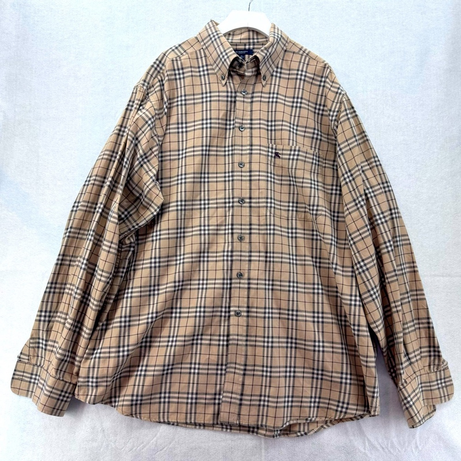 Men’s Burberry London Check Cotton Long Sleeve Button Down Shirt Size Xl